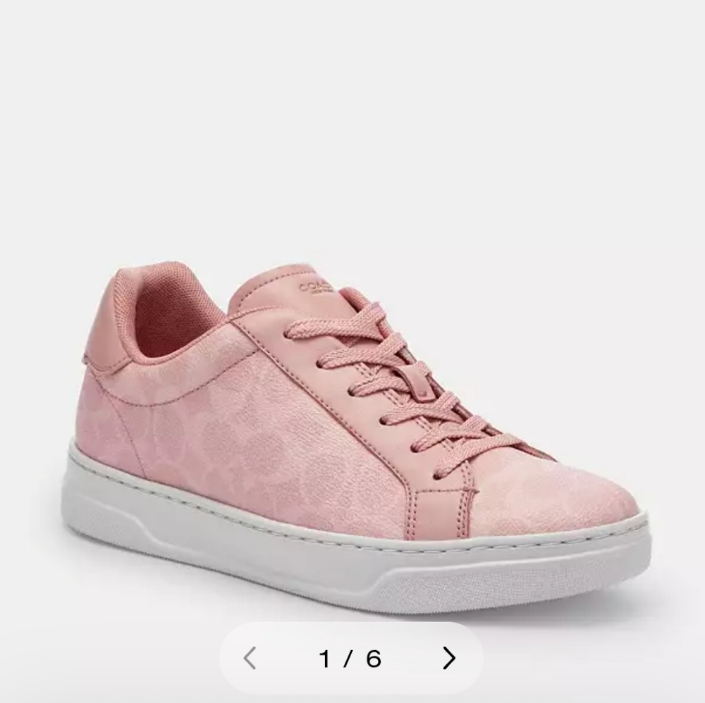 New! Coach High Line Sneaker in Signature Canvas in Pink/Multi